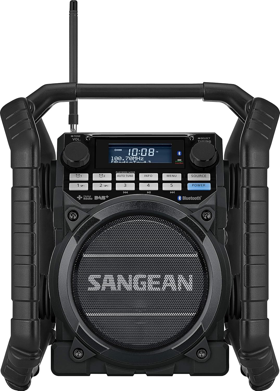 Sangean U4 DBT+ tragbares DAB+ Baustellenradio (UKW-Tuner, Bluetooth, NFC, AUX-In, Strahlwasser und