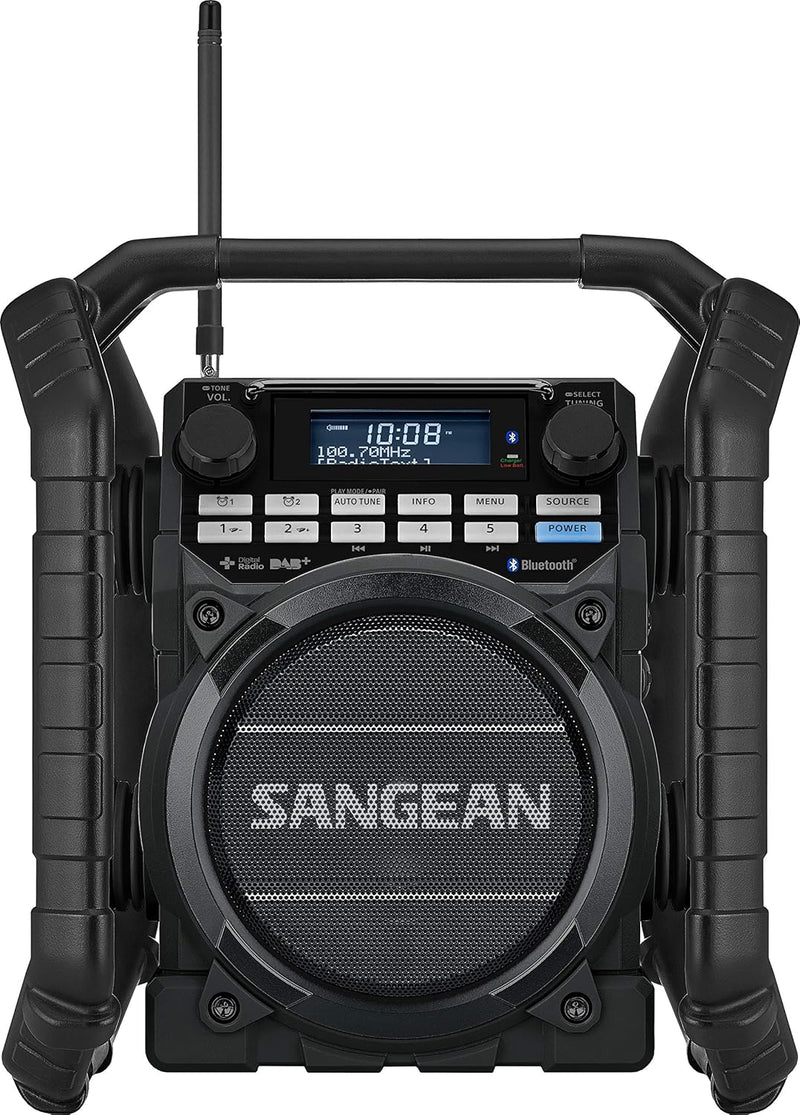 Sangean U4 DBT+ tragbares DAB+ Baustellenradio (UKW-Tuner, Bluetooth, NFC, AUX-In, Strahlwasser und