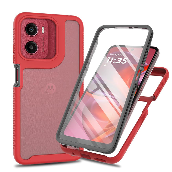 Kompatibel mit Motorola Moto E15/G25/G15/G05 Hülle, 360° Grad vollschutz Stossfest Handyhülle Transp