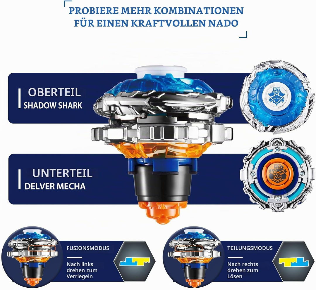 INFINITY NADO Kreisel Serie Split, Metallische Battle Tops Kreisel mit Launcher, Kinderspielzeug Jun