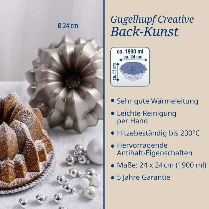 Dr. Oetker Guglhupf Creative ⌀ 24 cm – Gugelhupfform aus der Serie Back-Kunst – Backform mit Antihaf