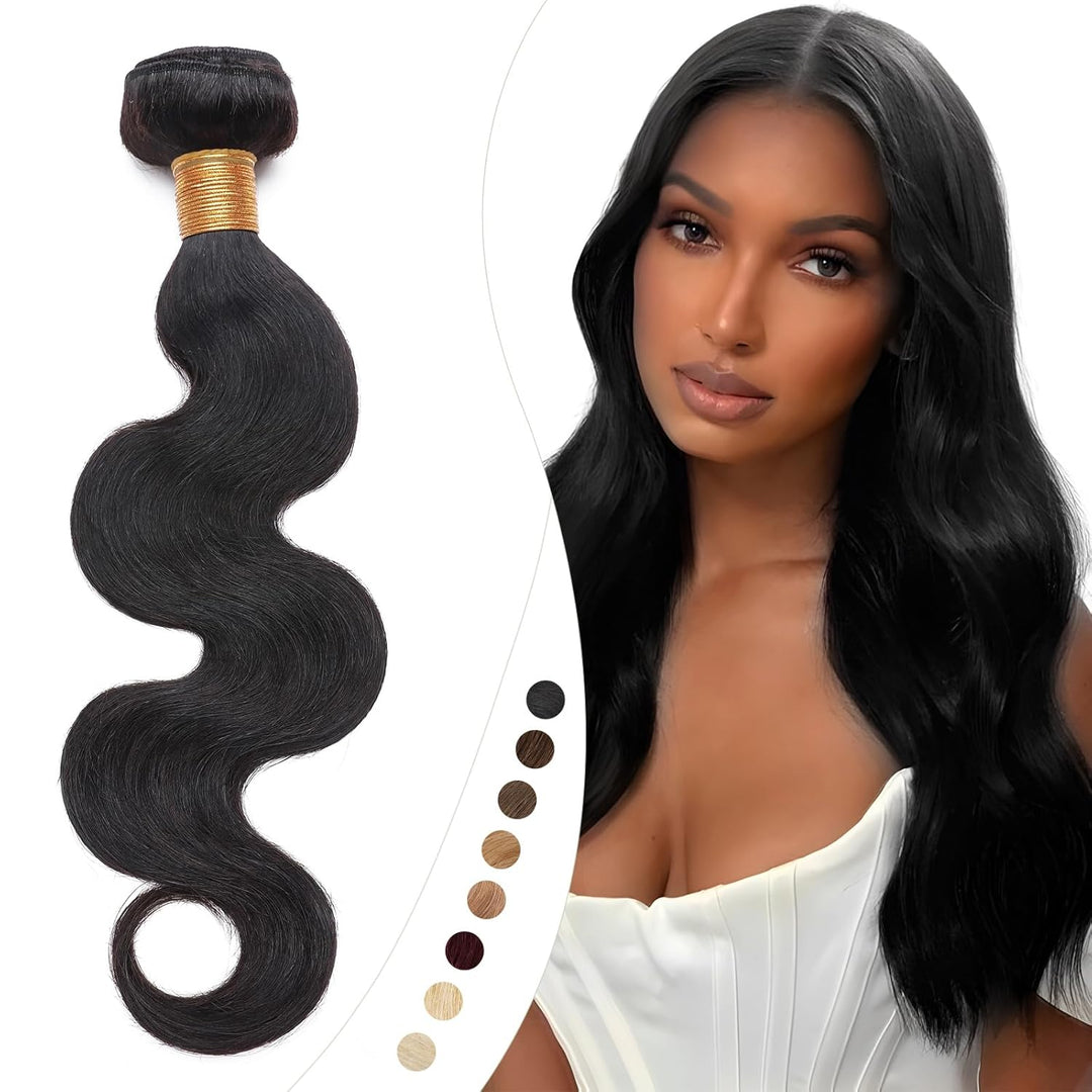 Elailite Haartressen Echthaar Schwarz Sew in Bündel Hair Extensions Tressen Haarverlängerungen Brasi