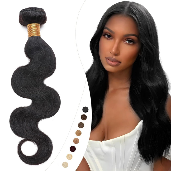 Elailite Haartressen Echthaar Schwarz Sew in Bündel Hair Extensions Tressen Haarverlängerungen Brasi