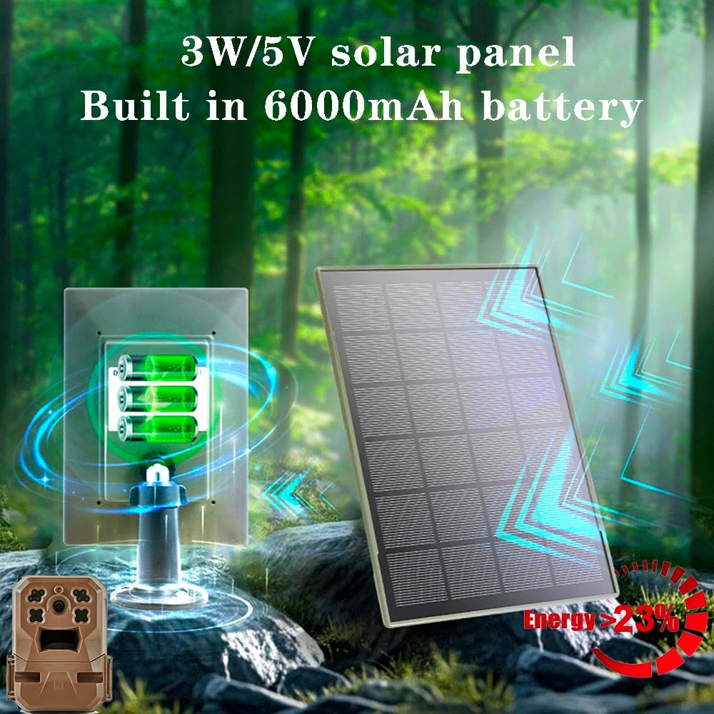 1Pack Solarpanel,3W/5V,Trail-Kameras,6000mAh Li-Ionen-Akku,Micro-USB/Typ-C/DC,Schnittstellen,IP66,ko