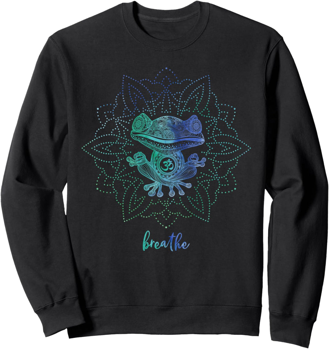 Om Zen Yoga Tier Spirituelle Pose Relax Meditierender Frosch Sweatshirt