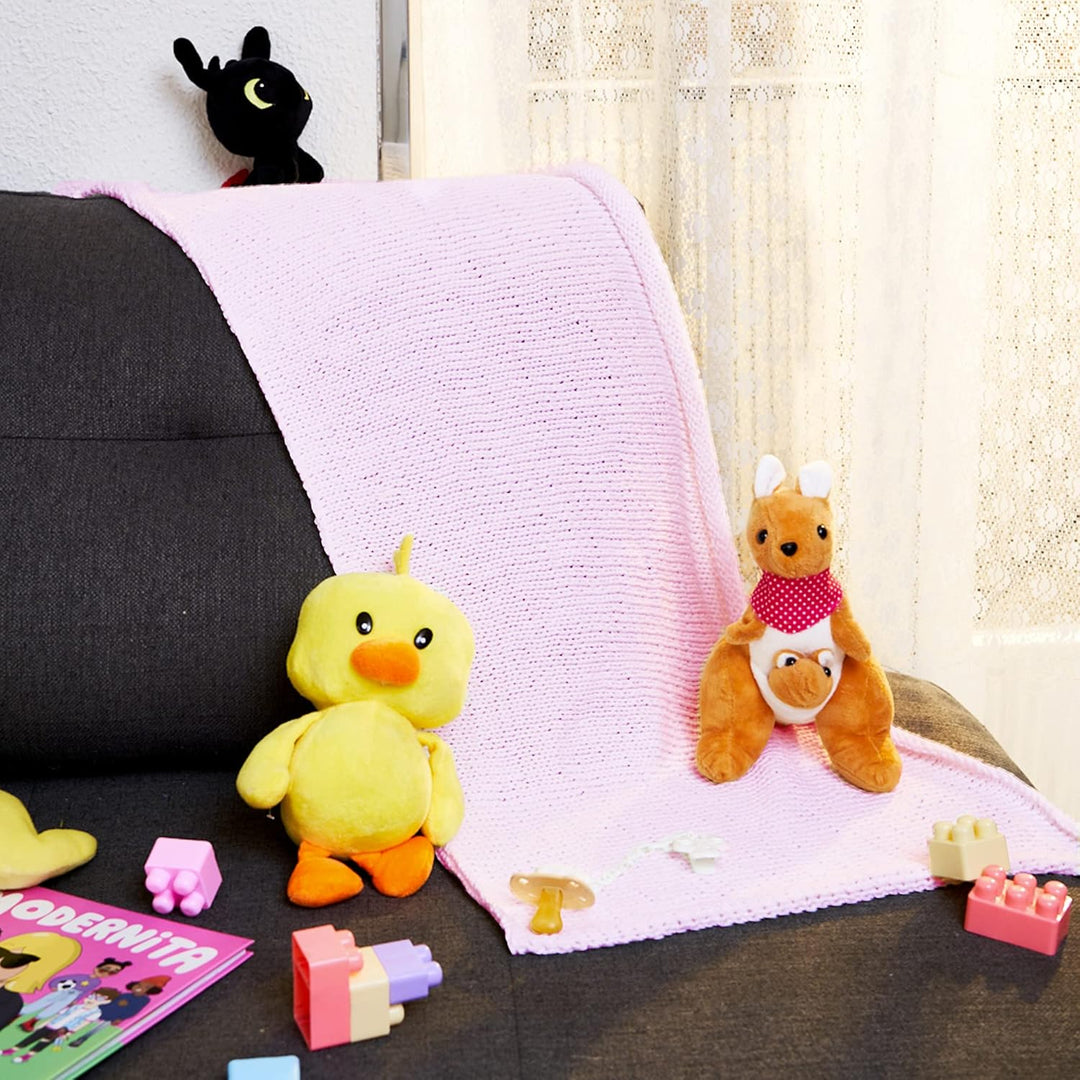 Strickset für Anfänger komplett mit Stricknadeln - Babydecke zum Selberstricken - Geschenkidee (Rosa