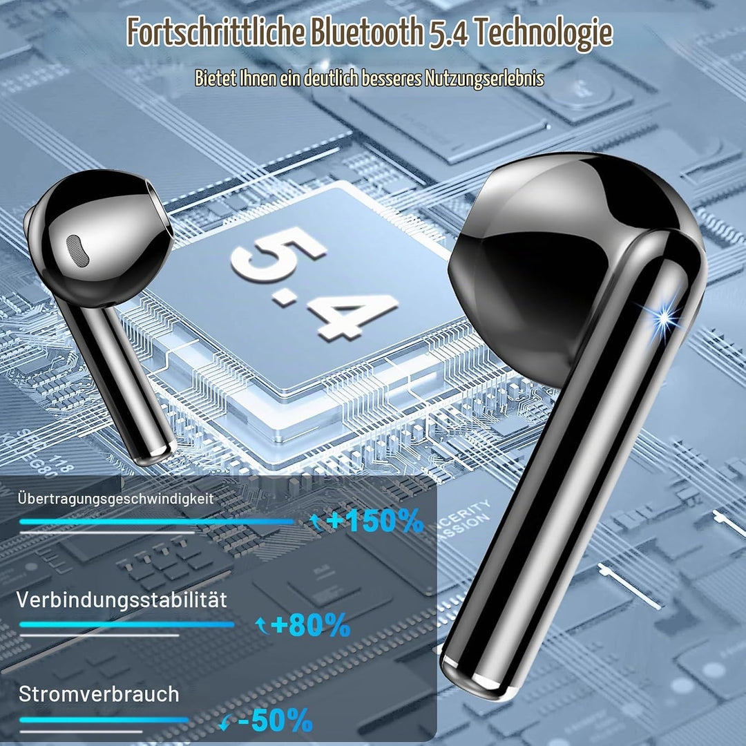 Bluetooth Kopfhörer, Kopfhörer Kabellos Bluetooth 5.4 mit 4 HD Mic Stereo HiFi, In Ear Kopfhörer 40H