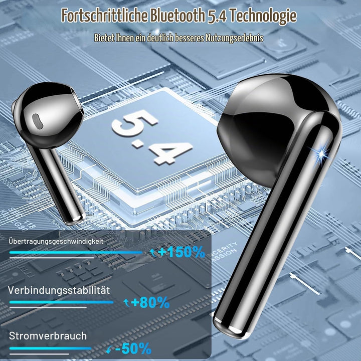 Bluetooth Kopfhörer, Kopfhörer Kabellos Bluetooth 5.4 mit 4 HD Mic Stereo HiFi, In Ear Kopfhörer 40H