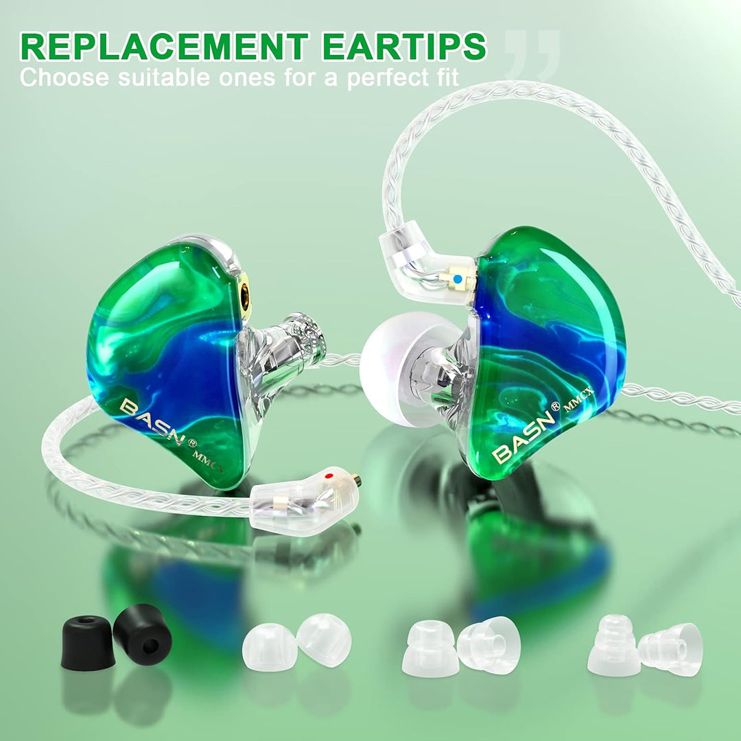 BASN MMCX Dreifach-Treiber In-Ear-Monitore mit satten Bässen, HiFi-Stereo-IEM-Kopfhörer mit verbesse