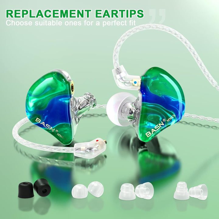BASN MMCX Dreifach-Treiber In-Ear-Monitore mit satten Bässen, HiFi-Stereo-IEM-Kopfhörer mit verbesse