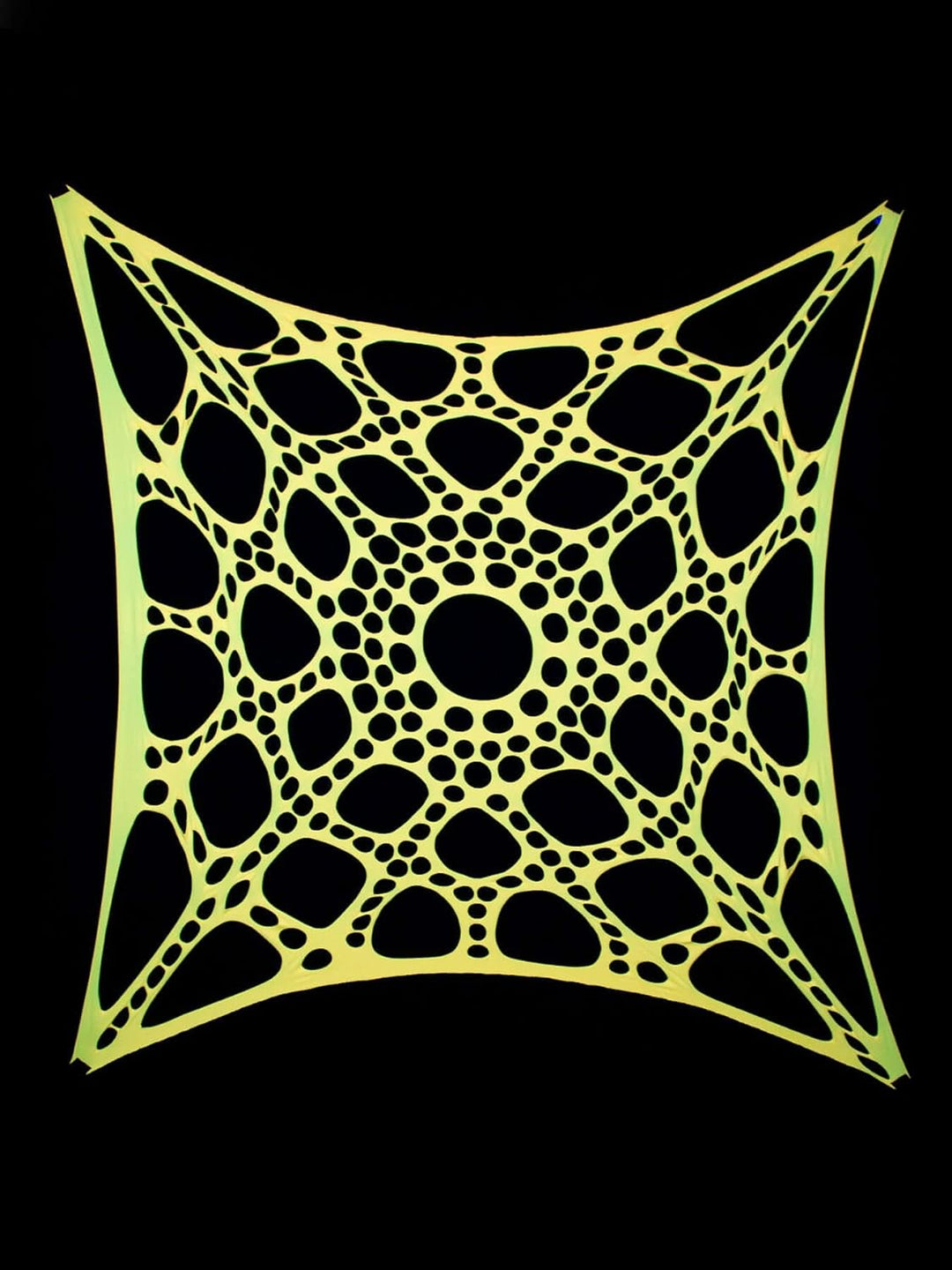 PSYWORK Schwarzlicht Segel Spandex Neon Spiderweb Sonnengelb, 3x3m, Sonnengelb