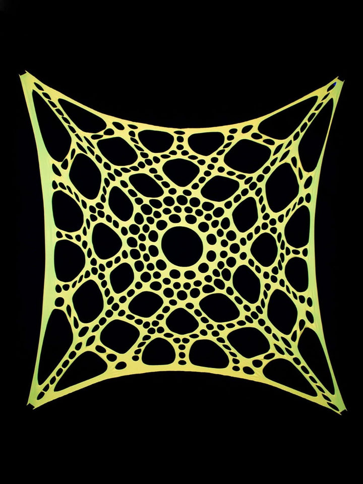 PSYWORK Schwarzlicht Segel Spandex Neon Spiderweb Sonnengelb, 3x3m, Sonnengelb