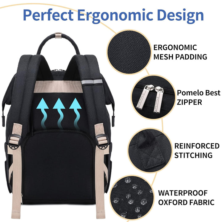 Pomelo Best Baby Wickelrucksack stylische Wickeltasche Rucksack mit Wickelunterlage multifunktional
