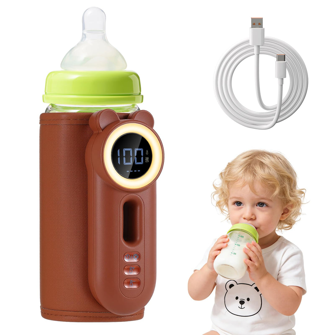Tragbarer Flaschenwärmer Baby für Unterwegs, 10400mAh Akku, 11 Temperaturstufen Mobiler Babyflaschen
