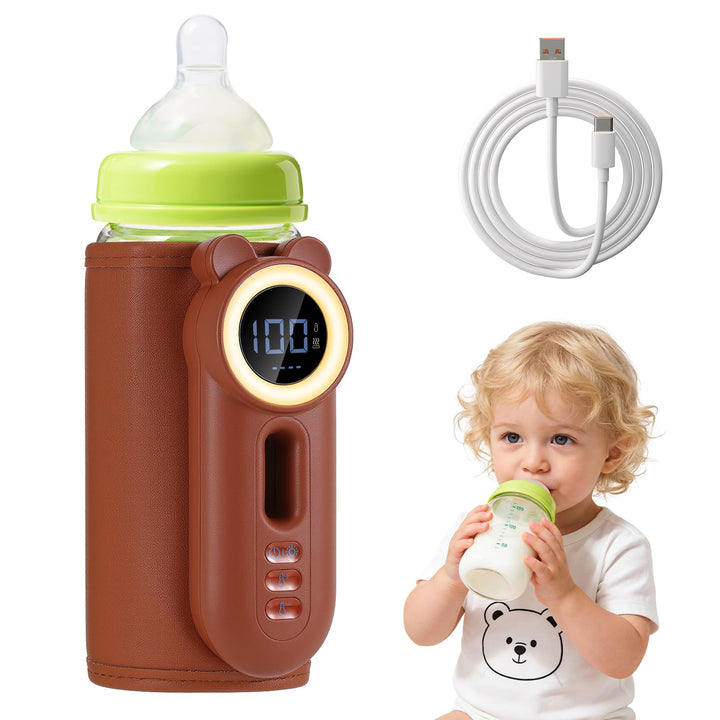Tragbarer Flaschenwärmer Baby für Unterwegs, 10400mAh Akku, 11 Temperaturstufen Mobiler Babyflaschen