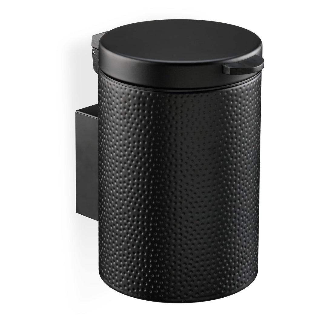 Relaxdays Kosmetikeimer Wandmontage, 3 Liter, Absenkautomatik, Inneneimer, Metall, runder Badezimmer