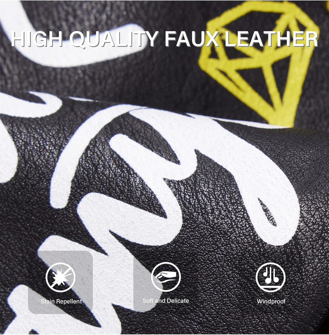 Giolshon Damen Kunstleder Jacke Nieten Floral Moto Biker Kurzer Revers Mantel, S Schwarz