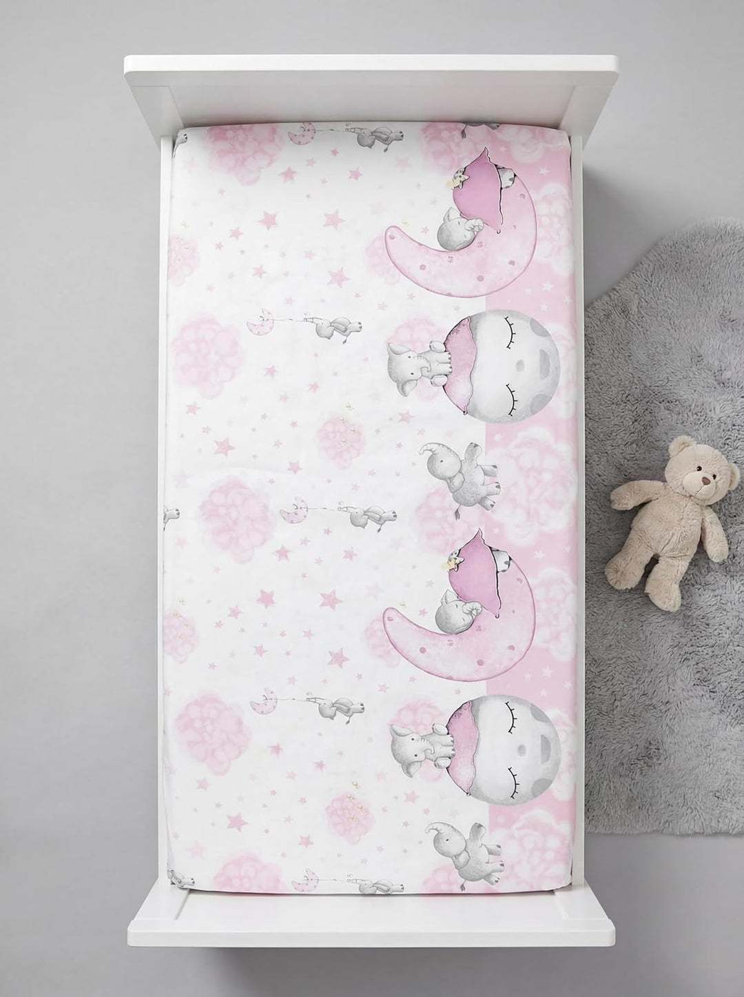 TupTam Baby Spannbettlaken Kinder Spannbetttuch für Babybett Kinderbett 2er Pack, Farbe: Mond mit El