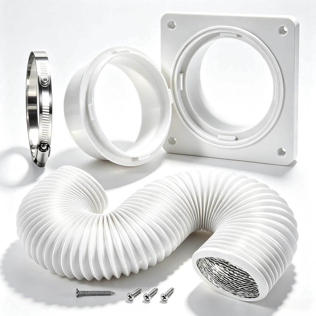 4 Zoll Mobile Klima Abluftschlauch Set 150cm Wandanschluss Platte Wandmontage PVC-Aluminium Flex Abl