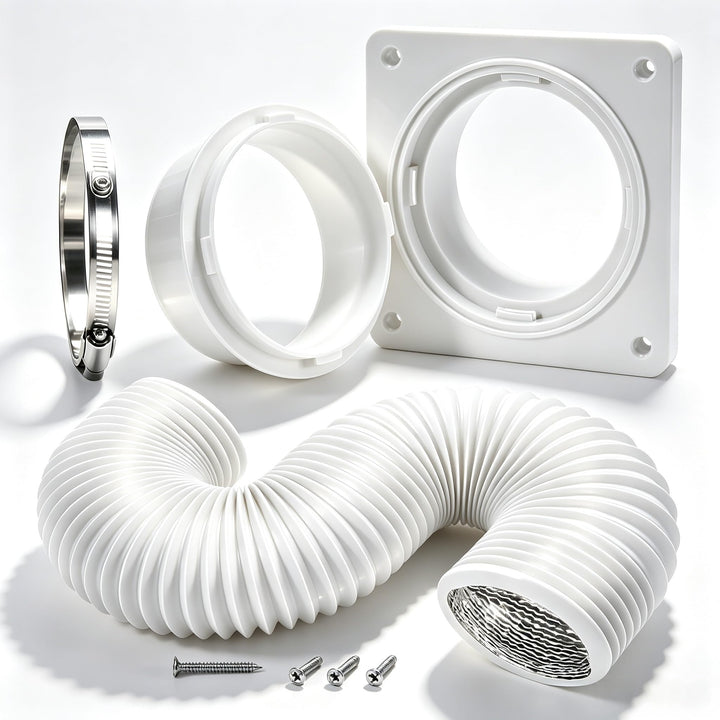 Klimagerät Abluftschlauch Set 4 Zoll 150cm | Wandanschlussplatte, Wandmontage, PVC-Alu Flexschlauch,