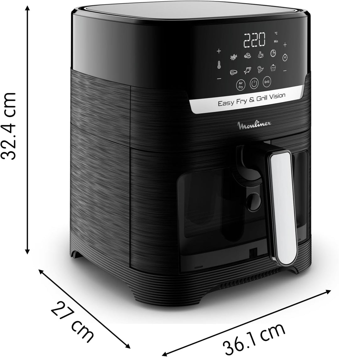 Moulinex Easy Fry & Grill Vision 4,5 L Luftfritteuse und Grill mit Fenster, energiesparend 70%, Schn