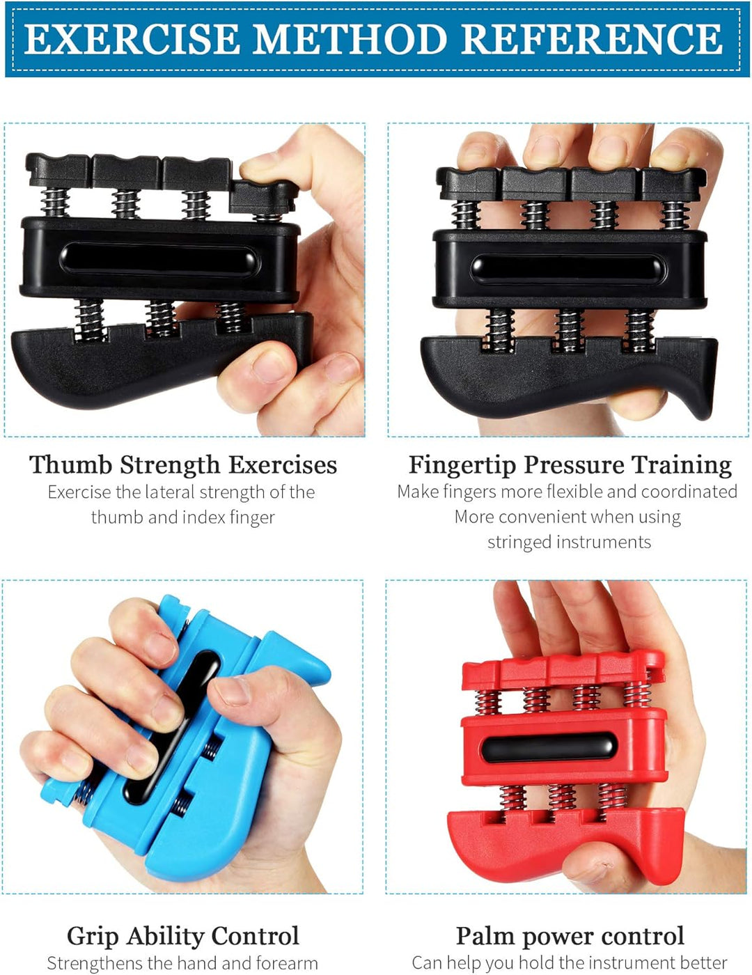 BBTO 4 Stück Fingerverstärker, Handtrainer, Federtrainer, Fingerübungswerkzeug für Gitarre, Klettern