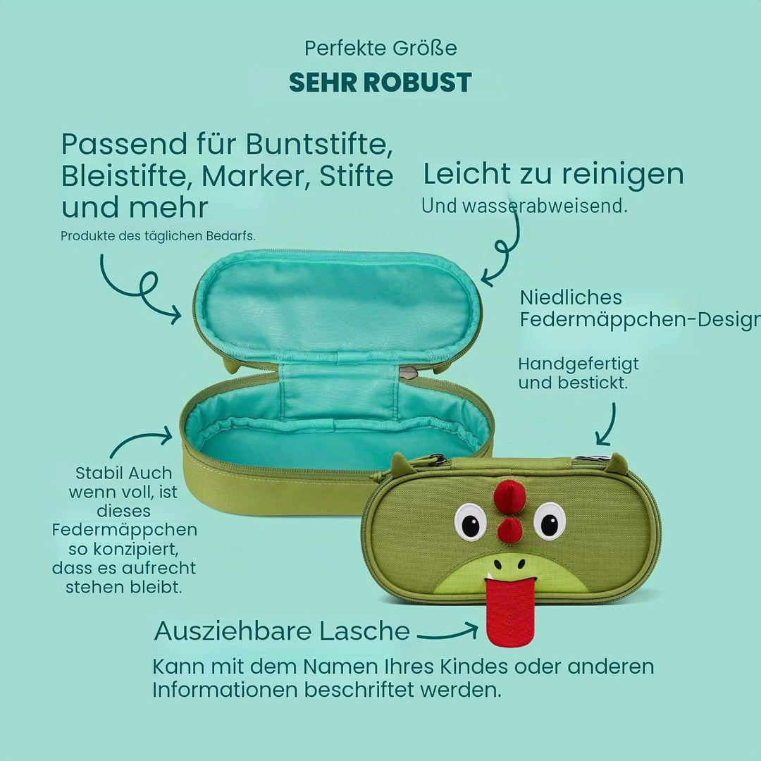 Affenzahn Stiftemäppchen für den Kindergarten, Federmäppchen für Kinder mit Tiermotiv und Ziehzunge