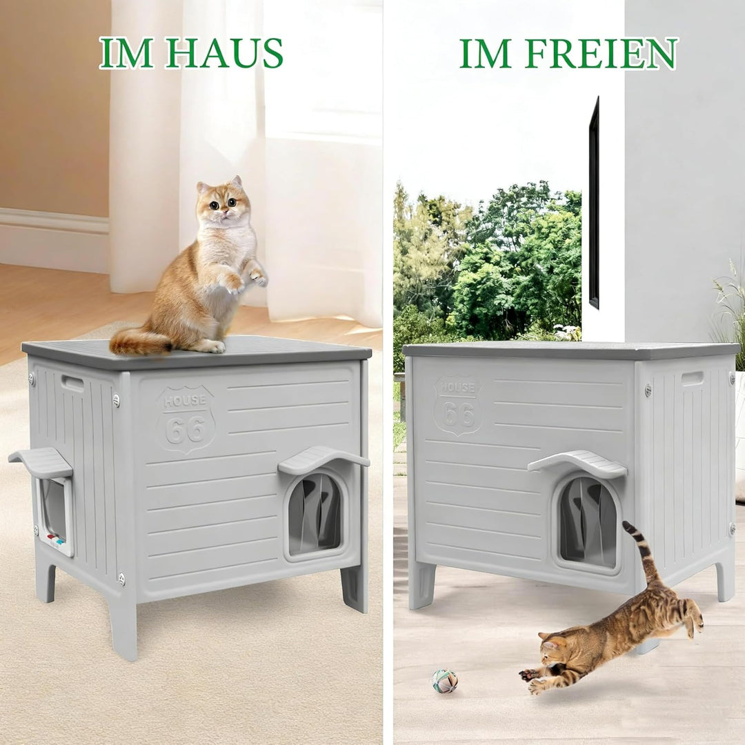 HiCaptain Katzenhaus Outdoor Winterfest Katzen Kunststoff verwildert Outdoor-Katzenhaus Welpenunterk