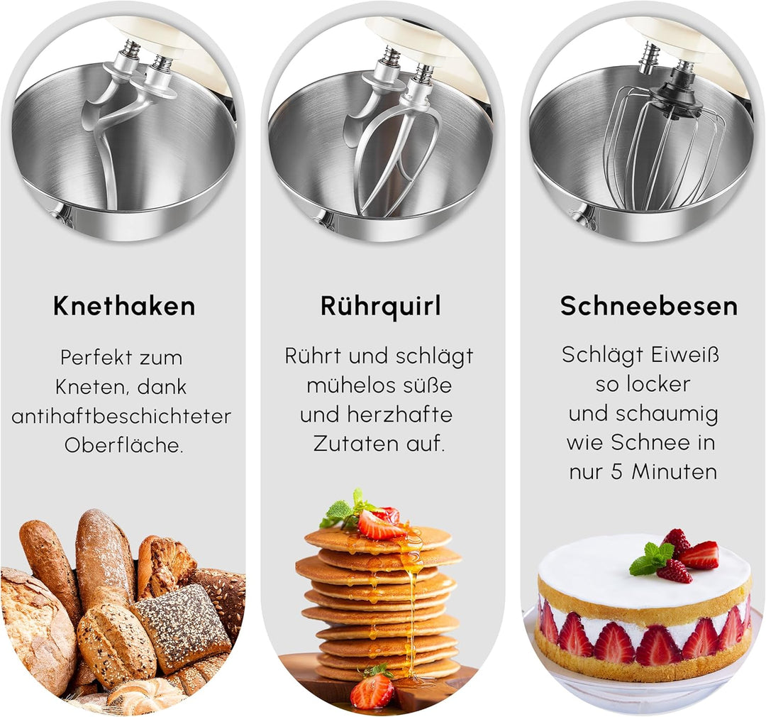 Karaca Blendburst Stand Mixer, Iconic Beige – Leistungsstarkes Küchengerät mit 1400W Leistung und 5,