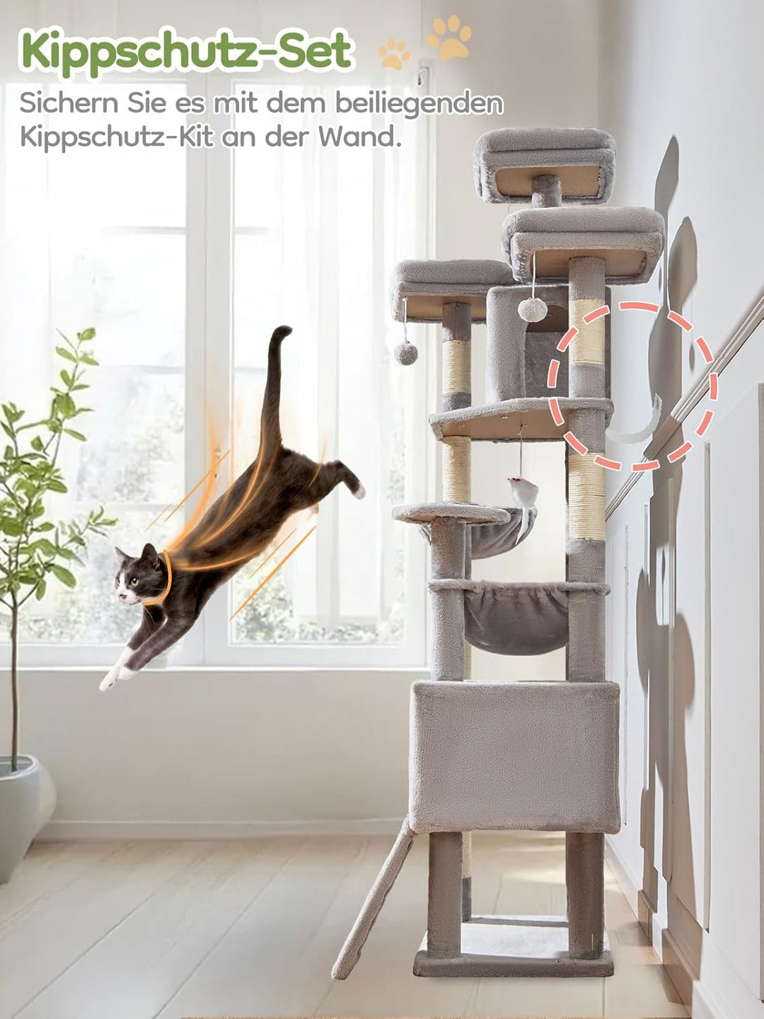 Taoqimiao 193CM Kratzbaum Gross XXL, Katzenbaum Katzenbaum Grosse Katzen Stabil Katzenkratzbaum mit