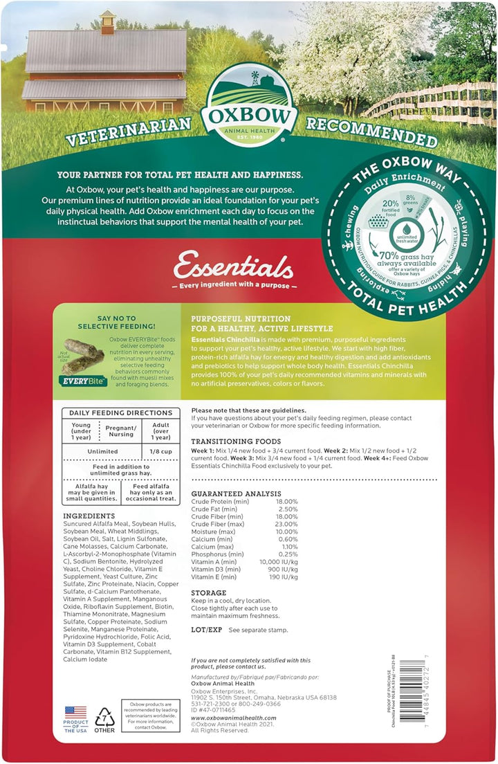 Oxbow Essentials Chinchilla Food – 4,5 kg 4.53 kg (1er Pack), 4.53 kg (1er Pack)