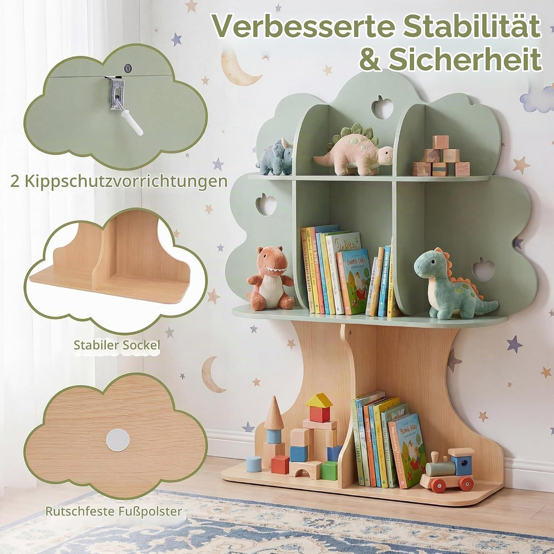 RELAX4LIFE Bücherregal Kinder, stehendes Kinderregal mit 8 offenen Fächern &amp; Sockel, Spielzeugregal