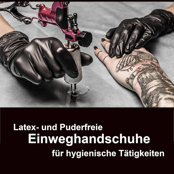 200 Stck - Einweghandschuhe von GUARD 5 - Schwarze Nitril-Handschuhe puderfreie Tätowierhandschuhe K