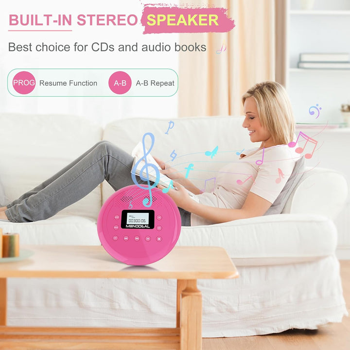 MONODEAL NEU 2023 Tragbarer CD Player mit Lautsprecher, CD Player Tragbar, Wiederaufladbar Discman C