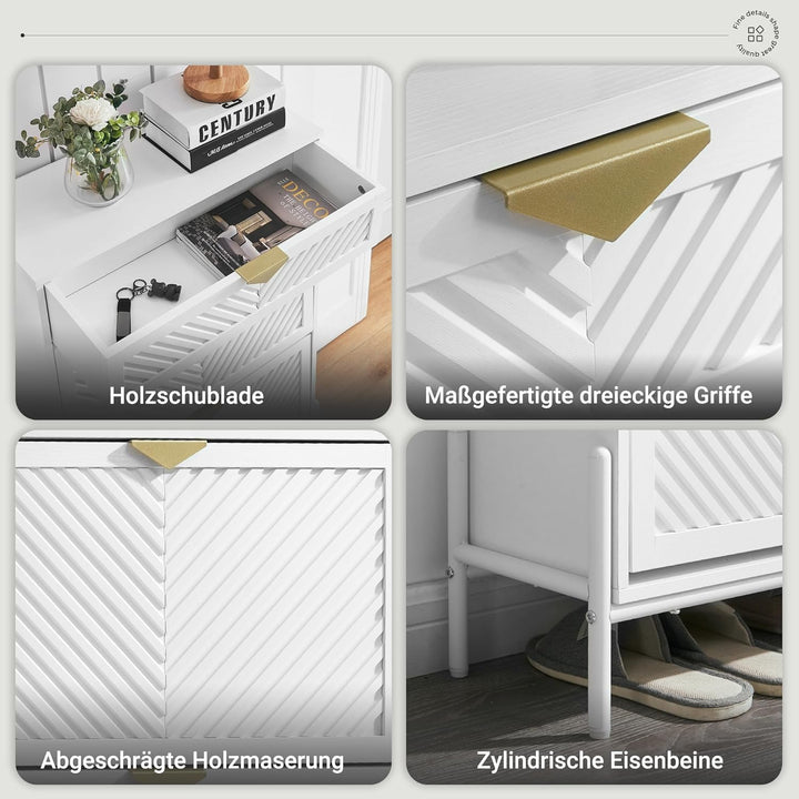 Schmal Schuhschrank mit 2 Klappen platzsparender, Schmaler Geschlossen Schuhregal Schuh Schrank Schu