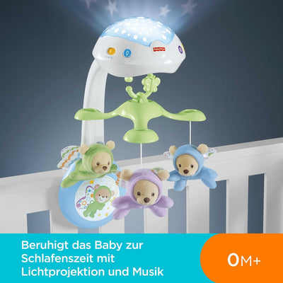 Fisher-Price 3-in-1-Traumbärchen-Mobile, Mobile für Babybett, Elektrisches Mobile mit Licht, Mobile