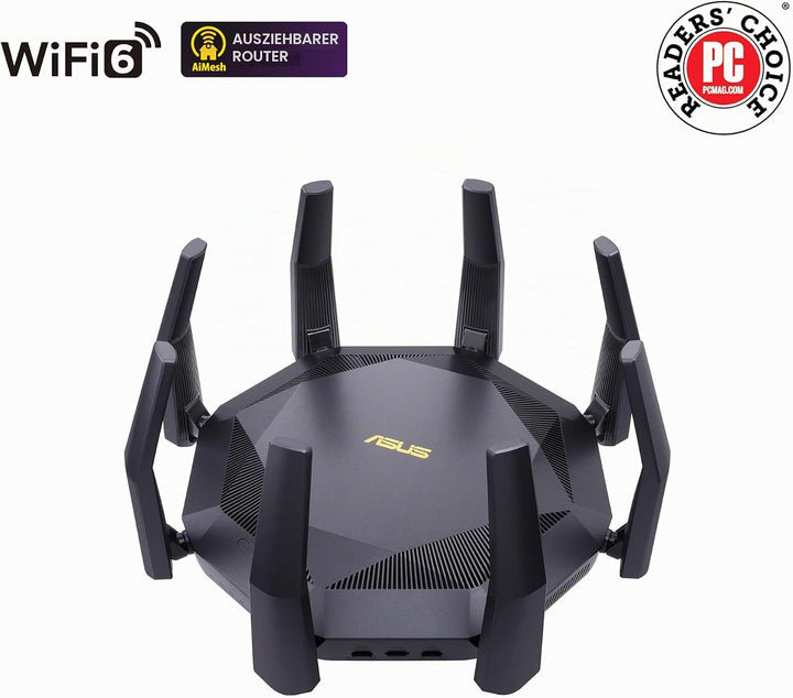 ASUS RT-AX89X Gaming Router (Ai Mesh WLAN System, WiFi 6 AX6000, 10G RJ45, 10G SFP+, 2.2 GHz QC CPU,