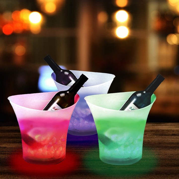 3er-Pack LED-Eiswürfel, 5 l Wein-Eiskübel mit verschiedenen Farben, für den Aussenbereich, Bar, Zuha