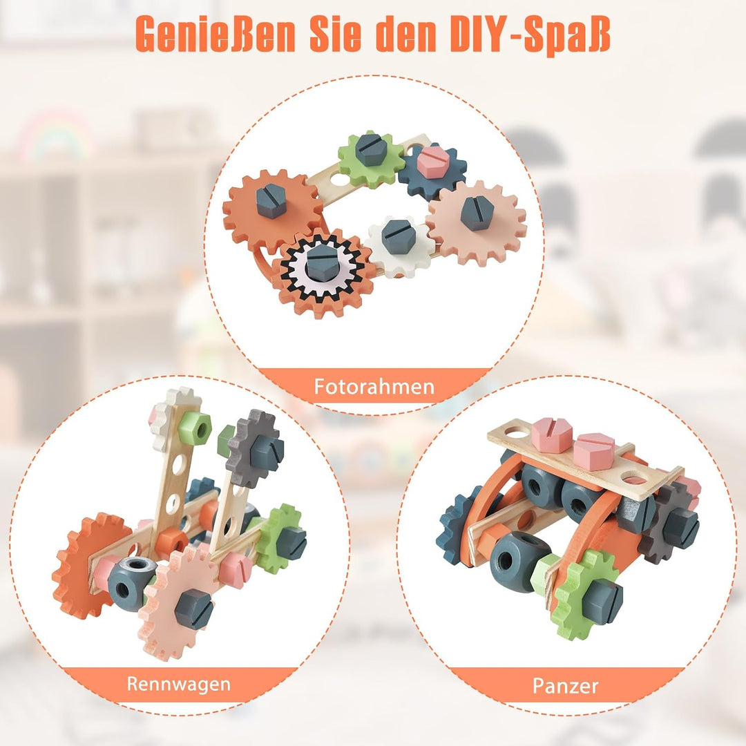 GOPLUS Kinder Werkzeugbank, Spielwerkbank aus Holz mit magnetischem Werkzeughalter, Arbeitsplatte &