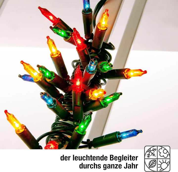 hellum Innen Lichterkette Weihnachtsbaum mit 100 bunten Lichter, Weihnachtsdeko modern grünes Kabel