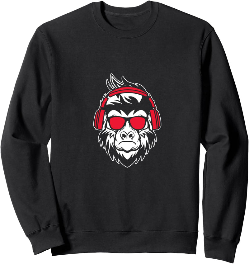 Affe DJ mit Kopfhörer und Sonnenbrille Geschenk Party Sweatshirt