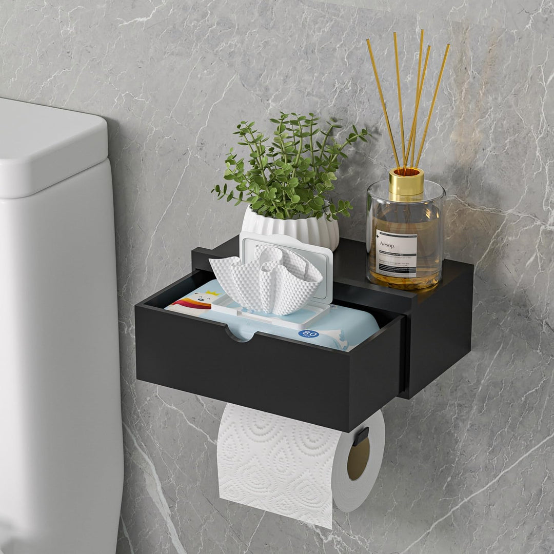 Toilettenpapierhalter Ohne Bohren, Klopapierhalter mit Feuchttücherbox Klorollenhalter mit Ablage Ba