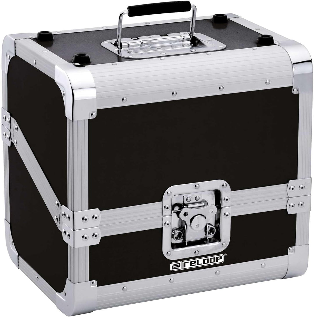 Reloop 80 Record Case Black - klassisches Platten Case, Butterfly Verschlüsse, Schaumstoffpolsterung