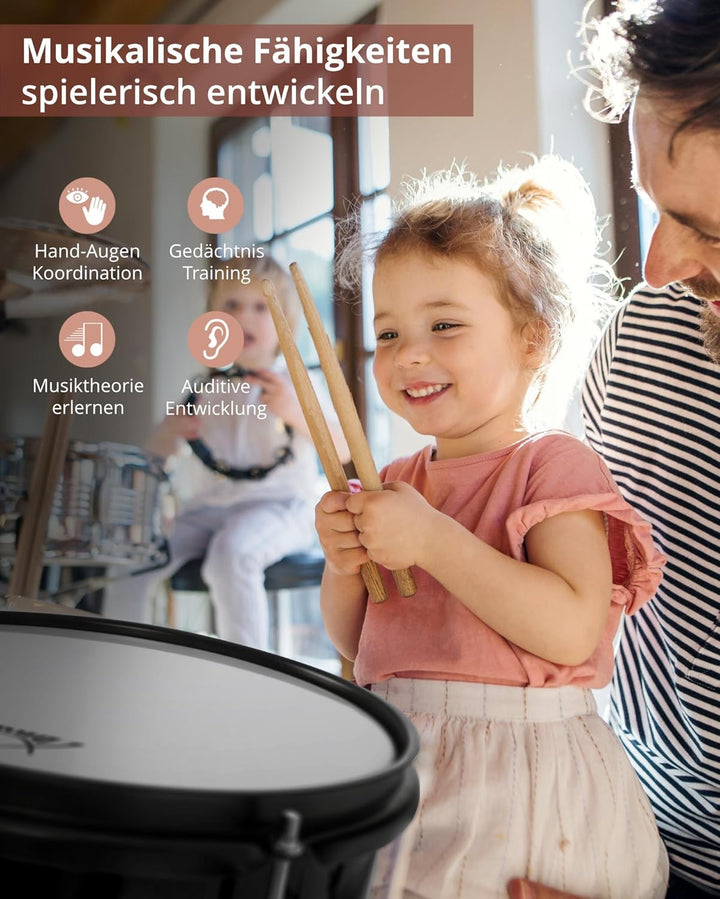 XDrum Junior Pro Kinder Schlagzeug Black - geeignet von 5-9 Jahren - Drumset mit komplettem Zubehör