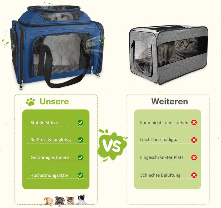 Transporttasche Katze, Transportbox für Katze Hund, Katzentransporttasche, Faltbare Haustier Trageta
