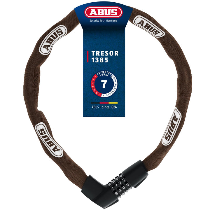 ABUS Kettenschloss Tresor 1385 – Zahlenschloss aus gehärtetem Stahl – 7 mm starke Vierkantkette – AB