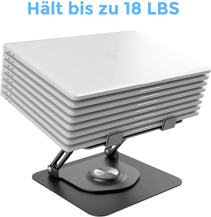 Epherie Laptop Ständer mit 360° drehbarem rundem Basis, Höhenverstellbarer ergonomischer Laptopständ