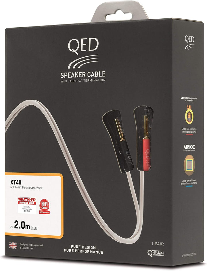QED XT40i Lautsprecherkabel mit X-Tube-Technologie, 2 m, 2 m 2m Terminated Pair, 2m Terminated Pair