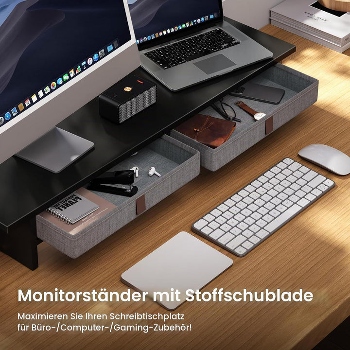 Fenge Dual Monitorständer Riser 2 Etagen Computer Monitor Ständer mit Schublade für PC Laptop Drucke