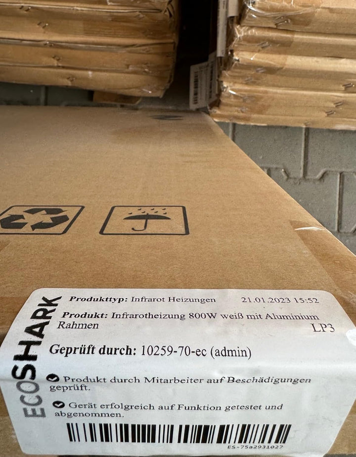 ECOSHARK® Infrarotheizung mit Thermostat 800W weiss [ENERGIEKOSTEN SPAREN] - inkl. Fernbedienung - S